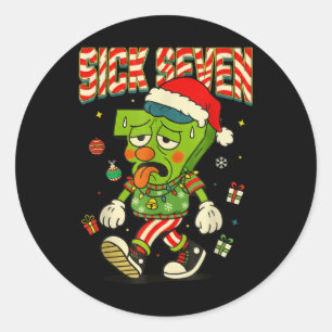 Sick Seven 67 Costume Funny Christmas Santa Men Ki Classic Round Sticker