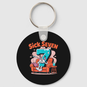 Sick Seven 67 Funny Wordplay Costume Math Joke Hum Key Ring