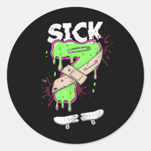 Sick Seven Meme Tee Fun Wordplay Drip Classic Round Sticker