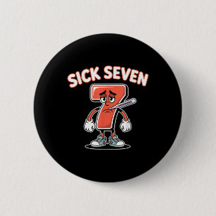 Sick Seven Meme Tee Six Seven Fun Wordplay _5  6 Cm Round Badge