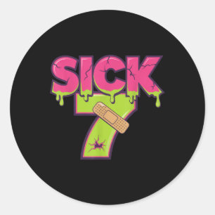 Sick Seven Meme Tee Six Seven Fun Wordplay Drip _1 Classic Round Sticker