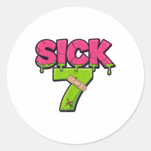 Sick Seven Meme Tee Six Seven Fun Wordplay Drip _2 Classic Round Sticker