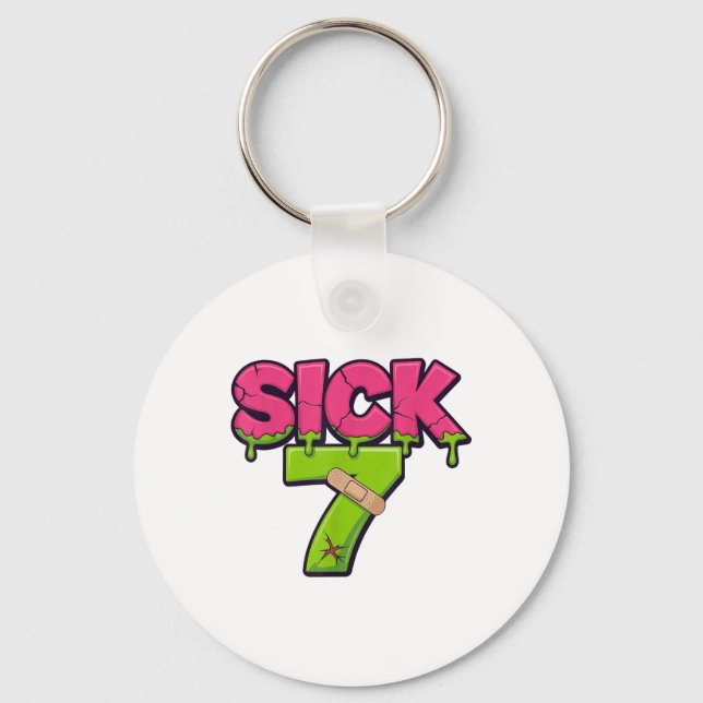 Sick Seven Meme Tee Six Seven Fun Wordplay Drip _2 Key Ring (Front)