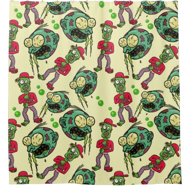 Sick Zombie Pattern Shower Curtain (Front)