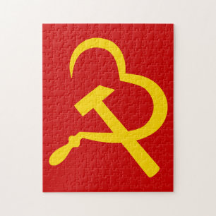 Sickle And Hammer, Heart, Love, Communism Jigsaw Puzzle