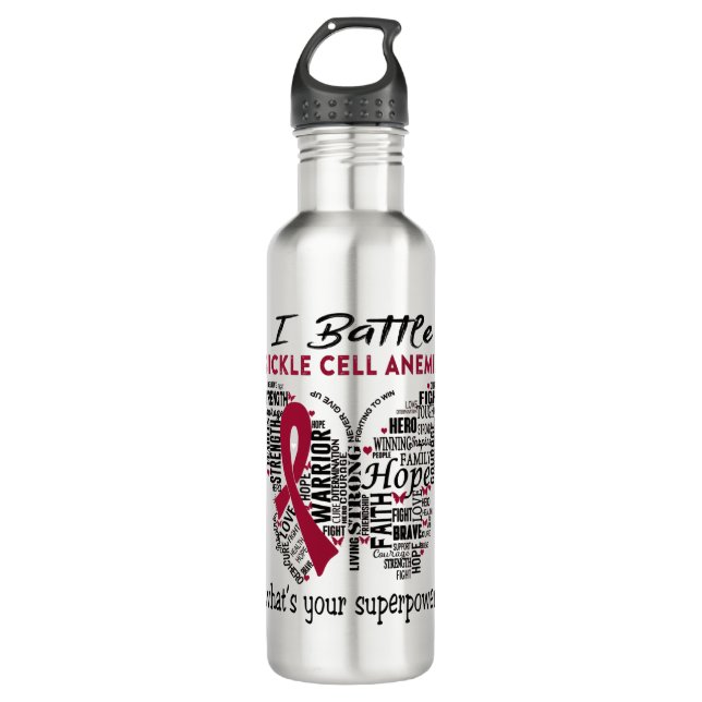 Sickle Cell Anaemia Awareness Month Ribbon Gifts 710 Ml Water Bottle (Front)