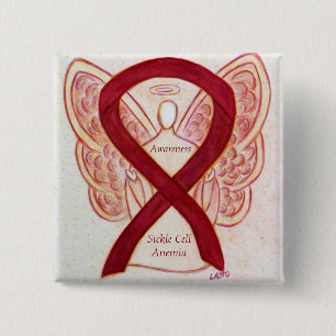 Sickle Cell Anaemia Awareness Ribbon Angel Art Pin