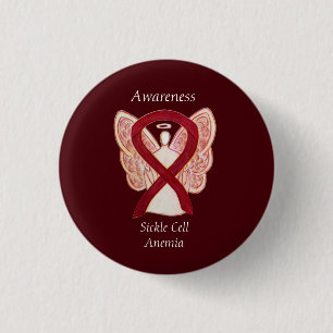 Sickle Cell Anaemia Awareness Ribbon Angel Buttons