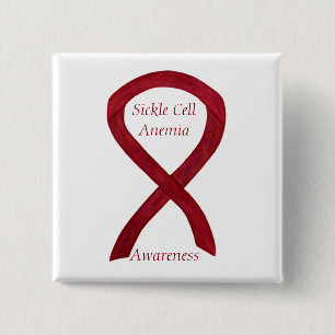 Sickle Cell Anaemia Awareness Ribbon Custom 15 Cm Square Badge
