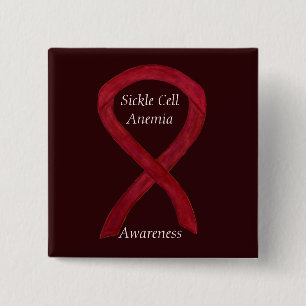 Sickle Cell Anaemia Awareness Ribbon Custom Button