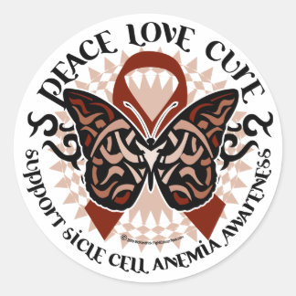 Sickle Cell Anaemia Butterfly Tribal Classic Round Sticker
