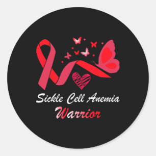 Sickle Cell Anaemia Warrior Butterfly Support Red Classic Round Sticker