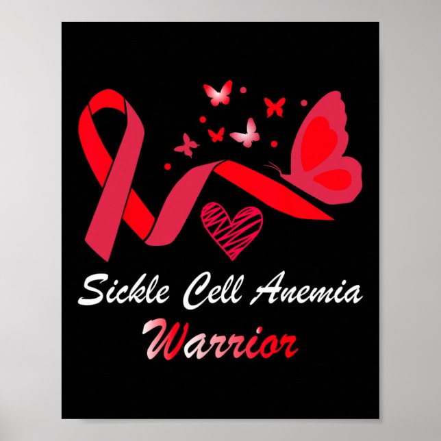 Sickle Cell Anaemia Warrior Butterfly Support Red  Poster (Front)