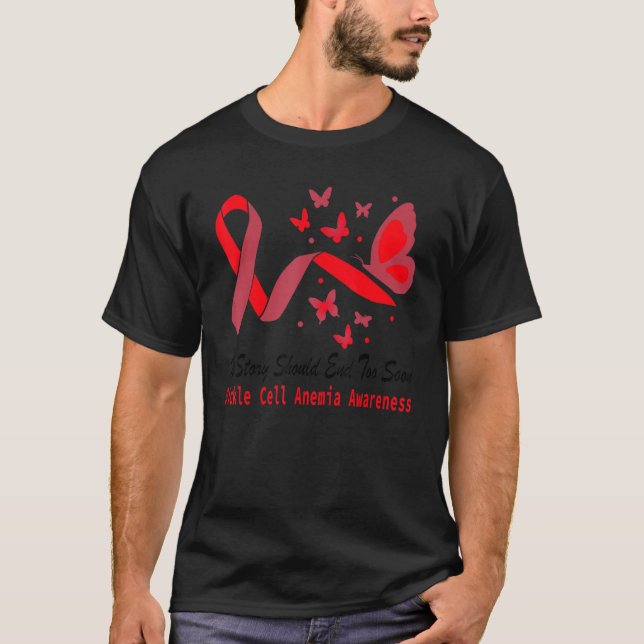Sickle Cell Anemia Awareness Butterfly Support Red T-Shirt (Front)