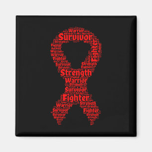 Sickle Cell Anemia Awareness Red Ribbon With Words Magnet