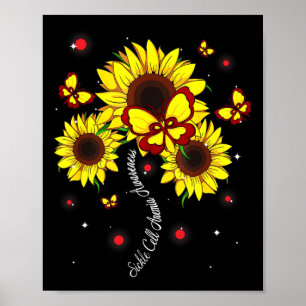 Sickle Cell Anemia Awareness Sunflower Butterfly R Poster
