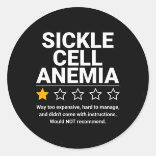 Sickle Cell Anemia One Star Rating Funny Awareness Classic Round Sticker