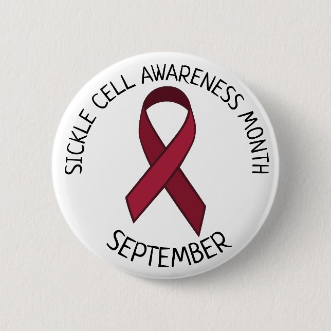 Sickle Cell Awareness Burgundy Ribbon 6 Cm Round Badge (Front)