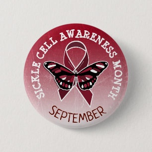 Sickle Cell Awareness Burgundy Ribbon 6 Cm Round Badge