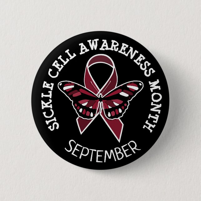 Sickle Cell Awareness Burgundy Ribbon 6 Cm Round Badge (Front)