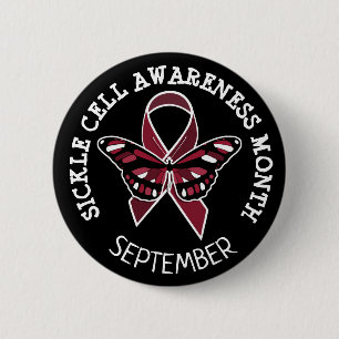 Sickle Cell Awareness Burgundy Ribbon 6 Cm Round Badge