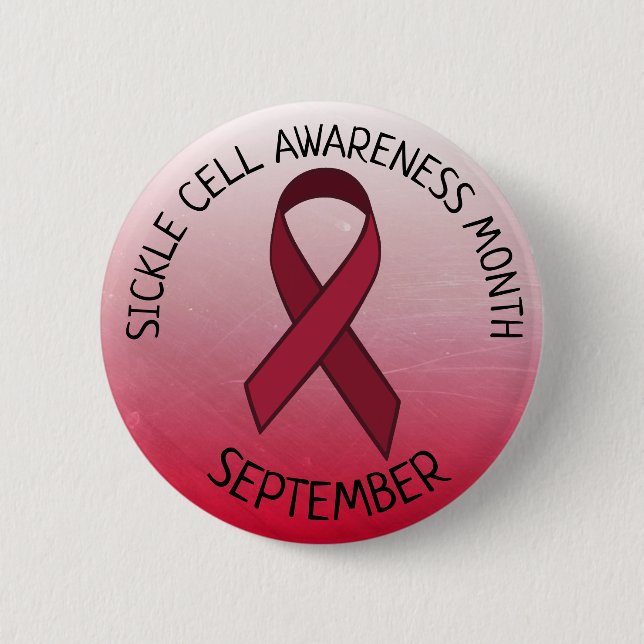 Sickle Cell Awareness Burgundy Ribbon 6 Cm Round Badge (Front)