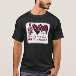 Sickle Cell Awareness Burgundy Ribbon Heart Peace  T-Shirt