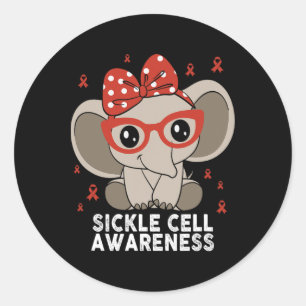 Sickle Cell Awareness Elephant Sickle Cell Warrior Classic Round Sticker