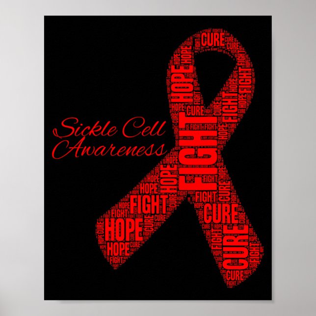Sickle Cell Awareness Hope Fight Cure Ribbon Poster (Front)