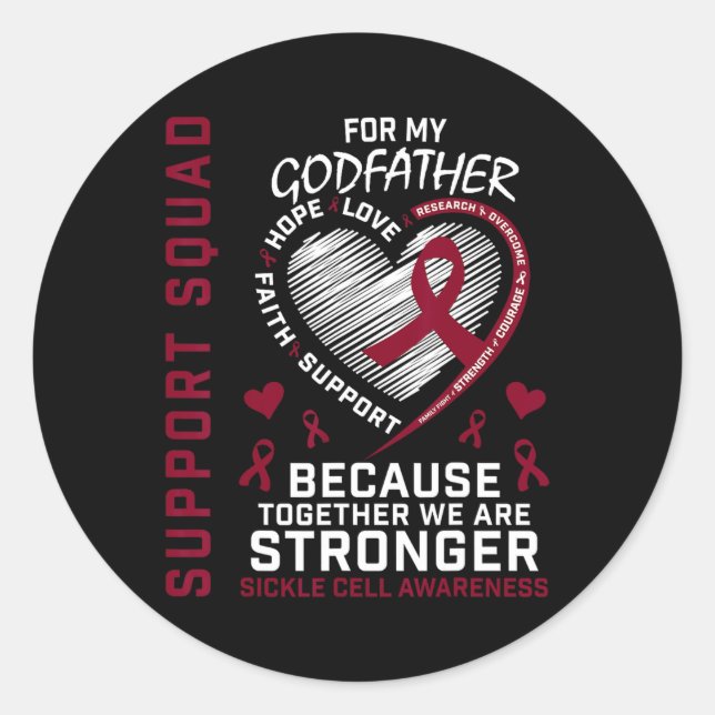 Sickle Cell Awareness Items Godfather Support Squa Classic Round Sticker (Front)