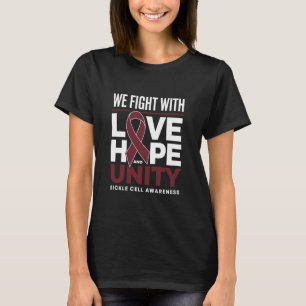 Sickle Cell Awareness Love Hope Unity Burgundy Rib T-Shirt