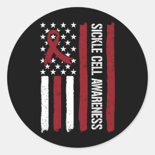 Sickle Cell Awareness Month American Flag Ribbon 1 Classic Round Sticker