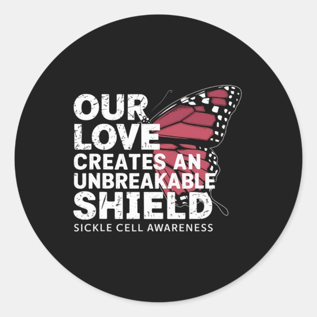 Sickle Cell Awareness Month Unbreakable Shield But Classic Round Sticker (Front)