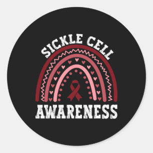 Sickle Cell Awareness Rainbow Ribbon  Classic Round Sticker