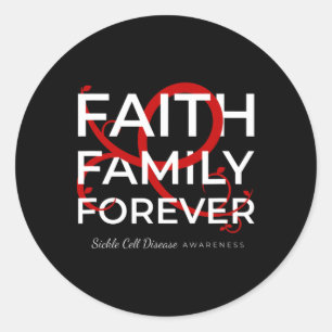 Sickle Cell Awareness Red Ribbon Faith Family Fore Classic Round Sticker