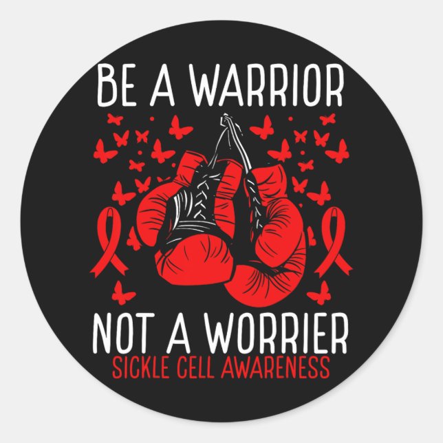 Sickle Cell Awareness Ribbon Fighter Warrior Not W Classic Round Sticker (Front)