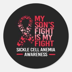 Sickle Cell Awareness Ribbon My Son's Fight Is My  Classic Round Sticker