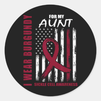 Sickle Cell Awareness Shirt Aunt I Wear Burgundy F Classic Round Sticker