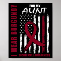 Sickle Cell Awareness Shirt Aunt I Wear Burgundy F