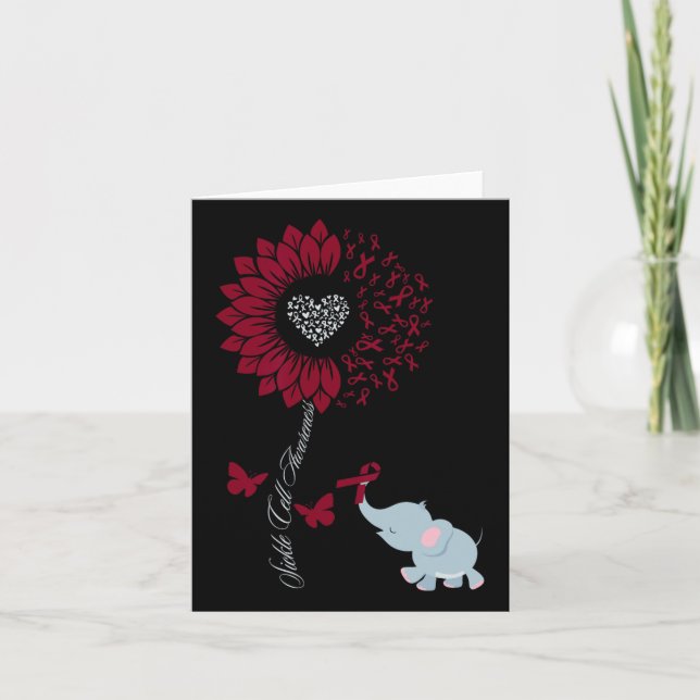 Sickle Cell Awareness Sunflower Elephant Butterfly Card (Front)