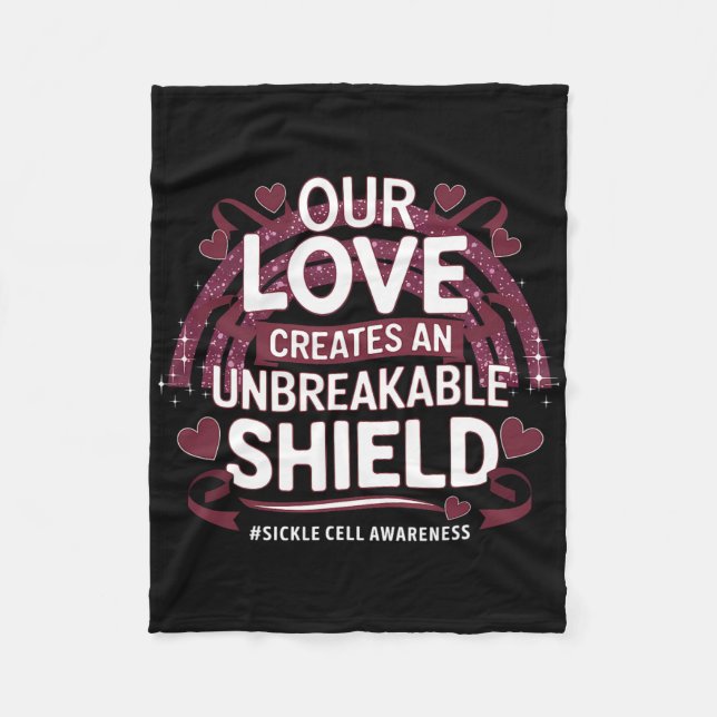 Sickle Cell Awareness Unbreakable Shield Burgundy  Fleece Blanket (Front)