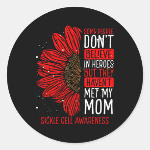 Sickle Cell Disease Awareness Ribbon Mum Warrior M Classic Round Sticker