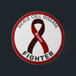 Sickle Cell Disease Fighter Ribbon White Button<br><div class="desc">Sickle Cell Disease Fighter Ribbon White Button for awareness and support for people fighting sickle cell disease.</div>