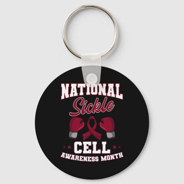 Sickle Cell Disease Scd Warrior Burgundy Awareness Key Ring (Front)