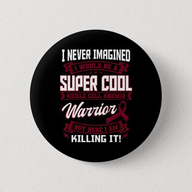 Sickle Cell Disease Warrior Burgundy Awareness Rib 6 Cm Round Badge (Front)