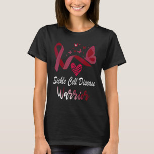 Sickle Cell Disease Warrior Butterfly Burgundy Rib T-Shirt