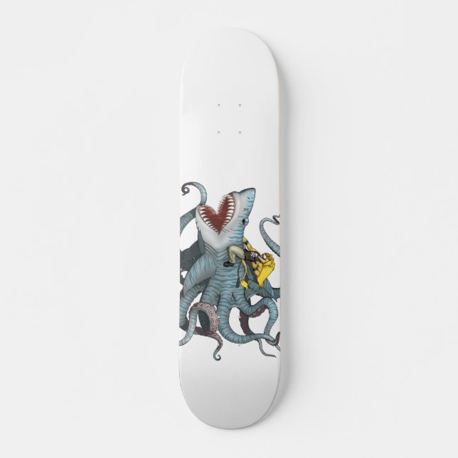 Sid riding Sharktopus skateboard deck (Front)