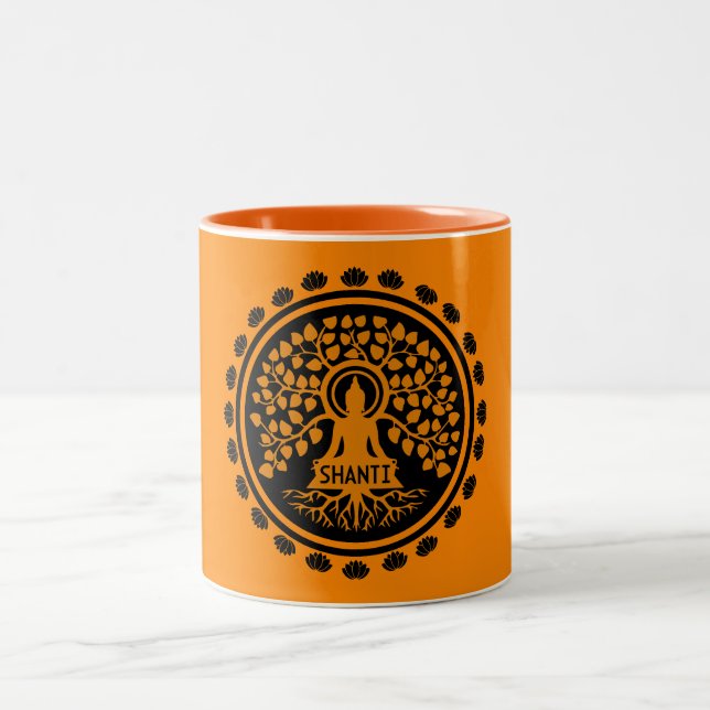 Siddhartha Gautama, Buddhist Art Two-Tone Coffee Mug (Center)