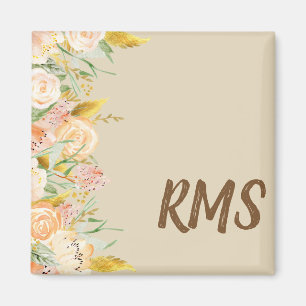 Side Border Floral Monogram Magnet