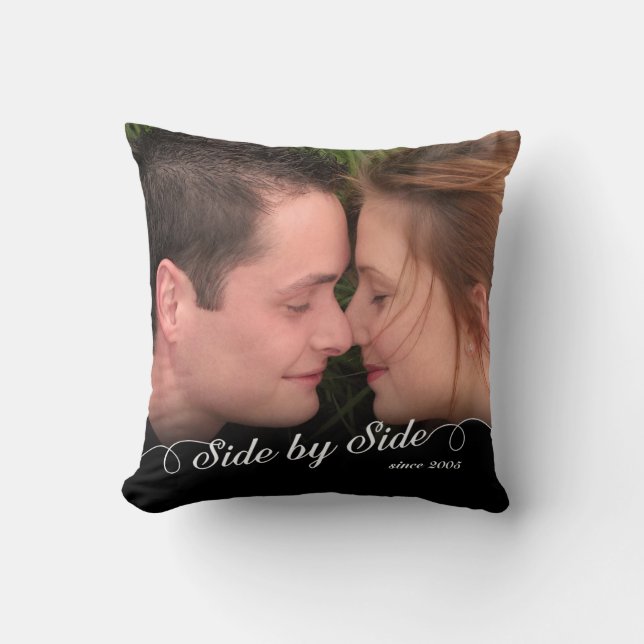 Side by Side Custom Photo/Date Cushion (Front)